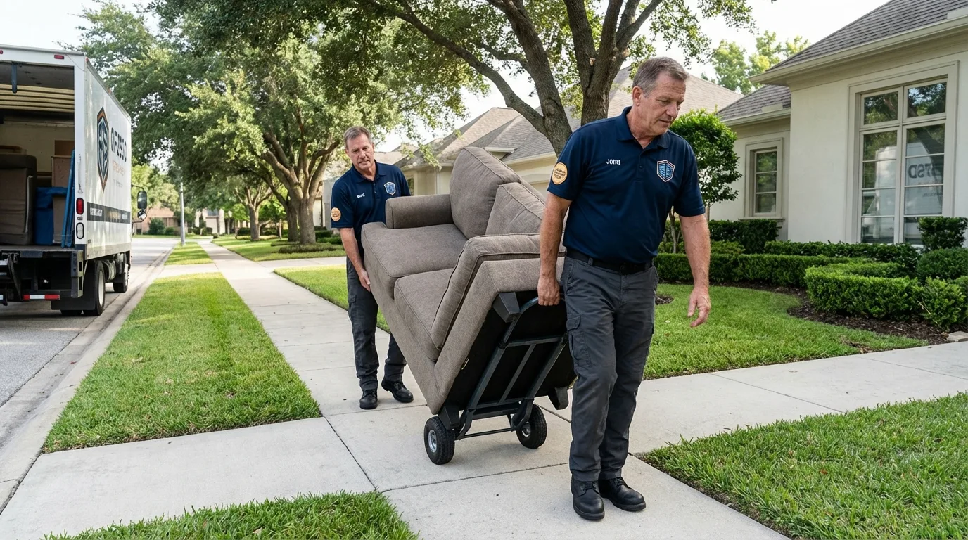 Local residential moving crew loading furniture in Rockport, MA